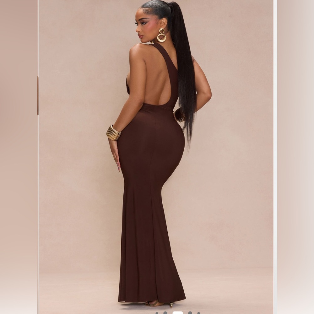 Elegant Brown Halter Maxi Dress